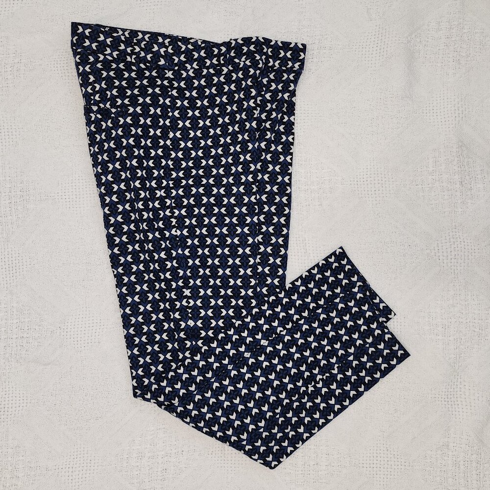 Geometric Print Blue Black & White Slim Pants